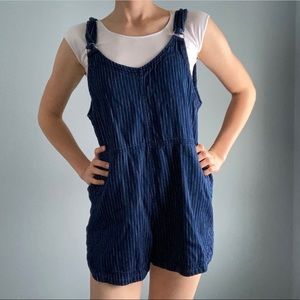 American Eagle dark denim striped romper